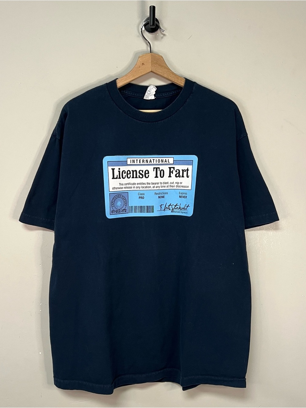 Vtg License To Fart Comedy Shirt